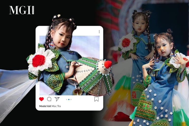 “The aspiration of green buds alongside the brilliance of the runway” Child model Tran Huong Moc Tra has made a mark as the vedette at VIJFW 2024